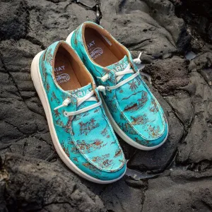 ARIAT WOMENS HILO WESTERN ALOHA (TURQUOISE PANIOLO PRINT)
