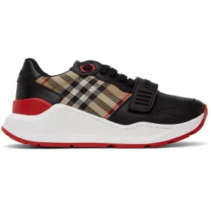 Burberry Black Leather Vintage Check Sneakers
