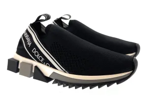 Dolce & Gabbana Black Logo Knit Slip On Sneakers-EU35