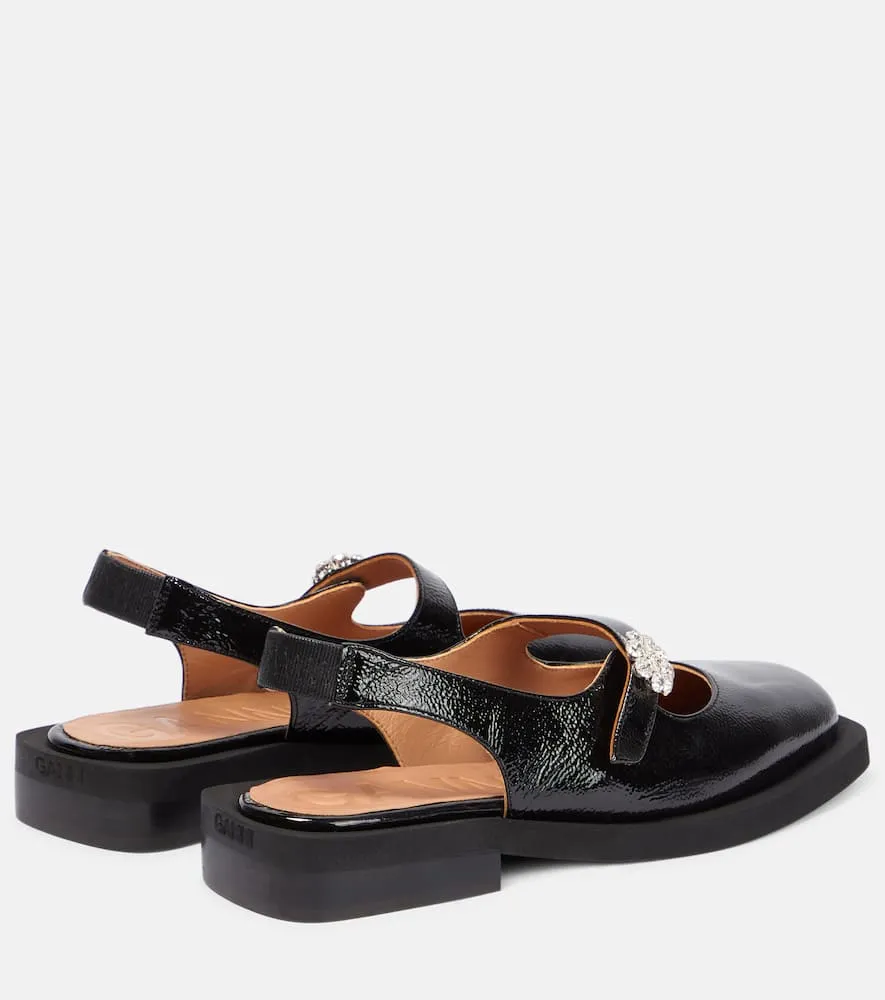 Ganni Embellished leather loafers