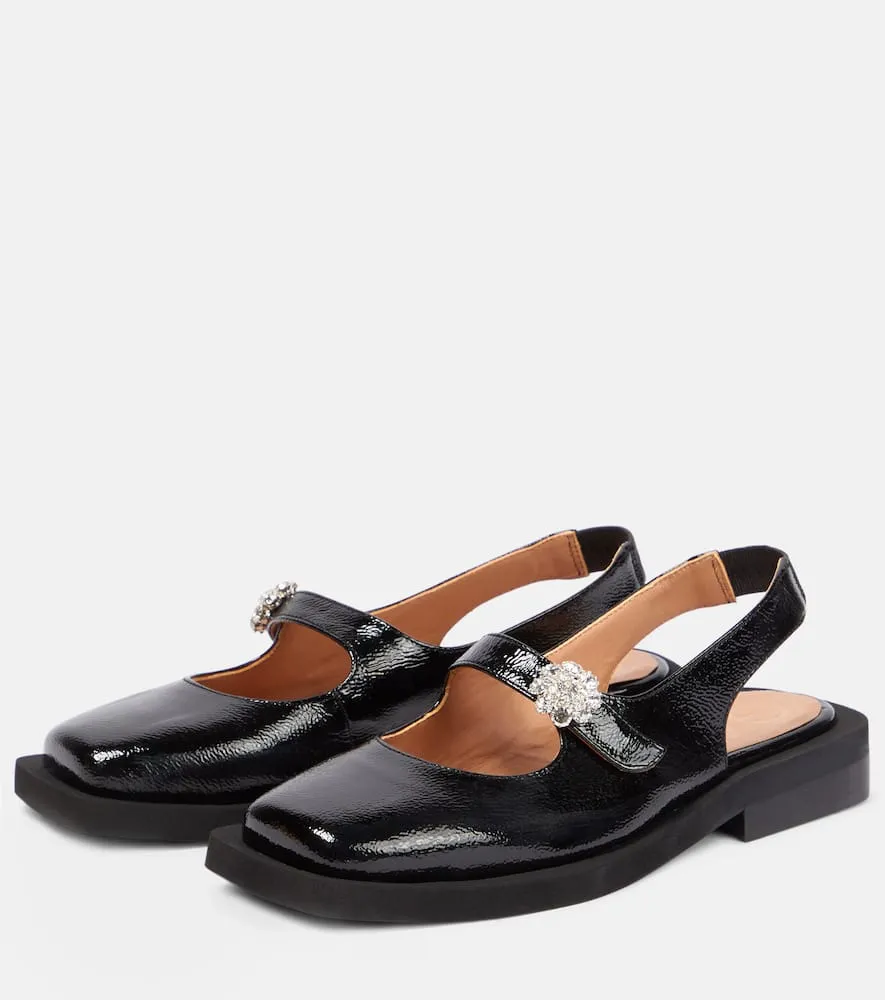 Ganni Embellished leather loafers