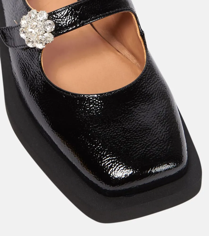 Ganni Embellished leather loafers