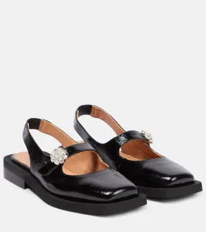 Ganni Embellished leather loafers