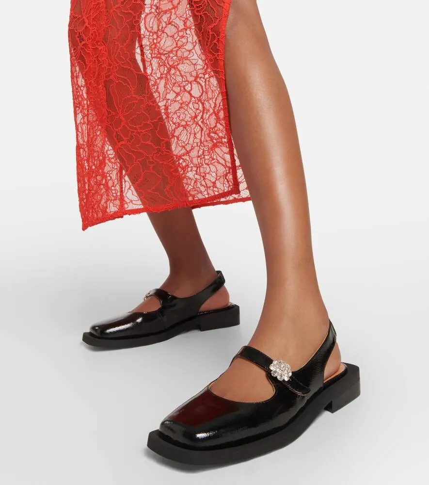 Ganni Embellished leather loafers