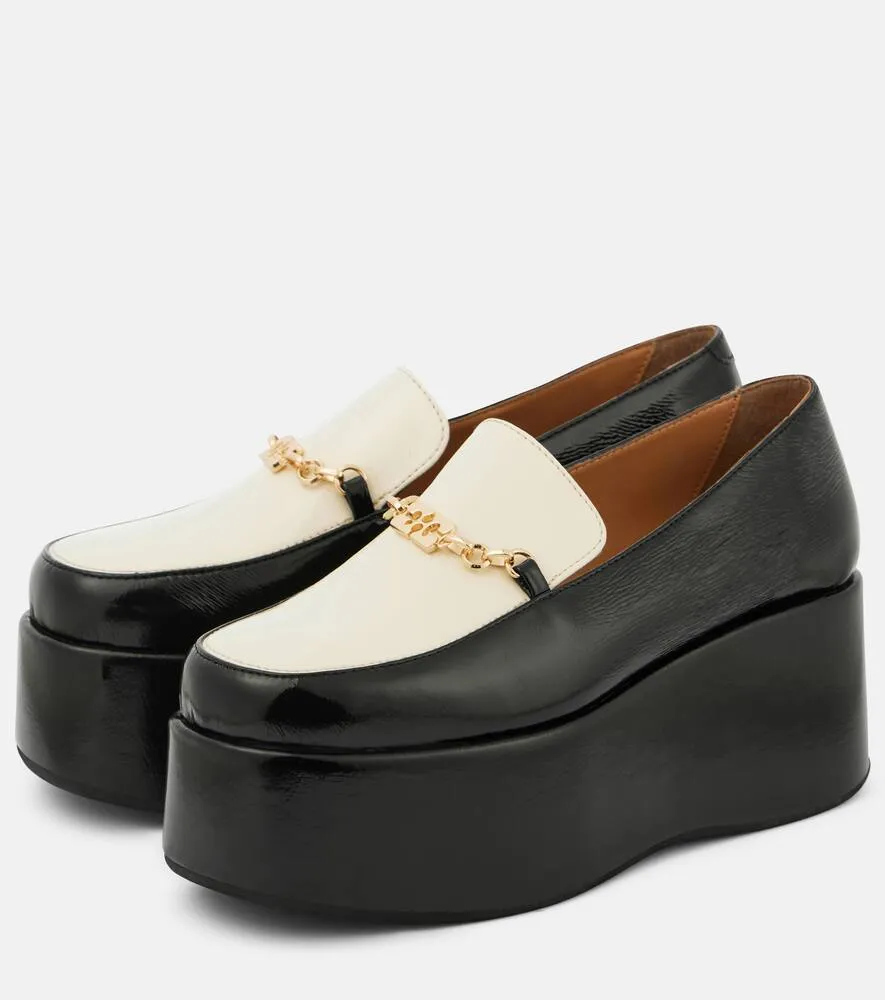 Ganni Faux leather platform loafers