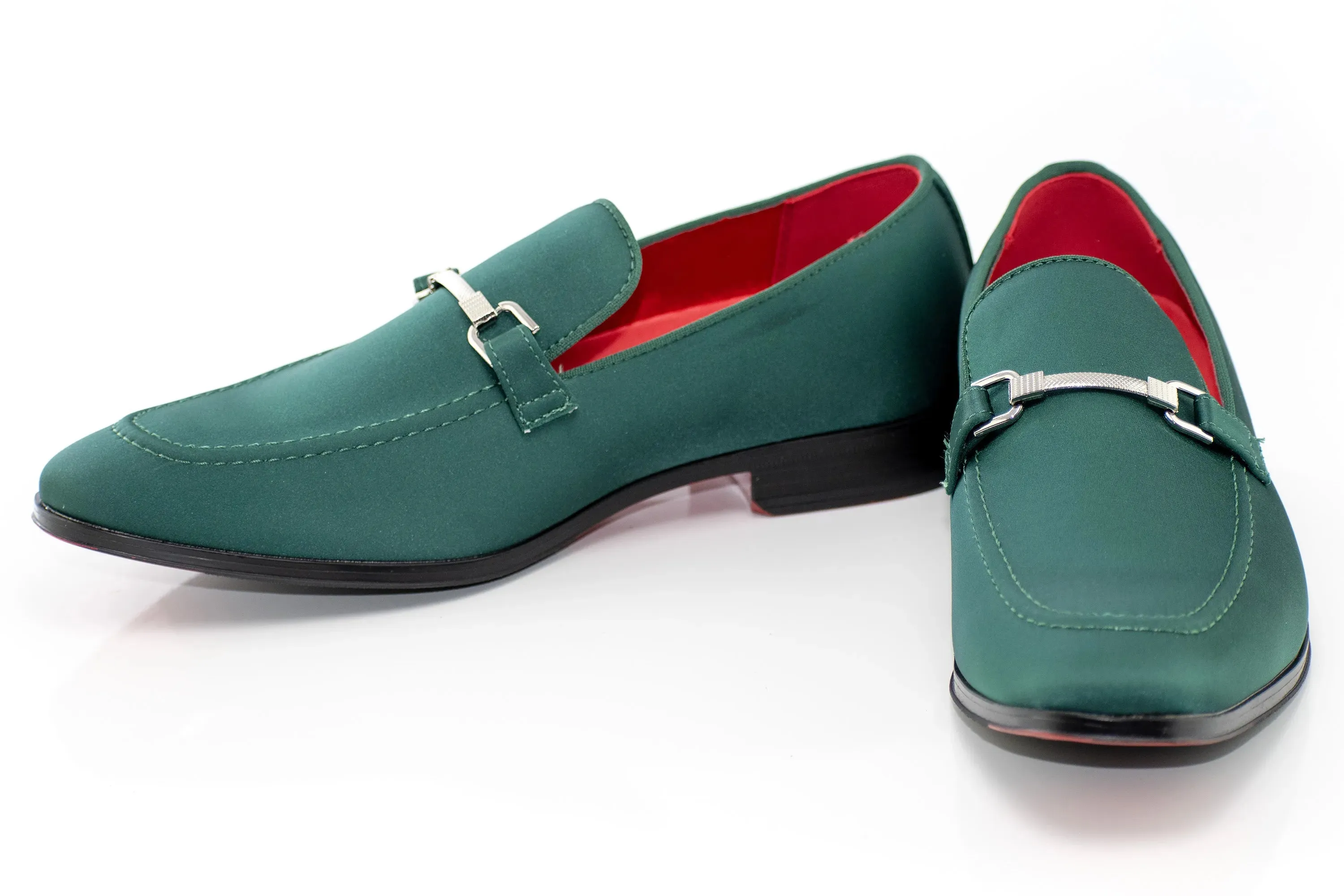 Green Satin Apron-Toe Bit Loafer