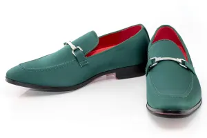 Green Satin Apron-Toe Bit Loafer