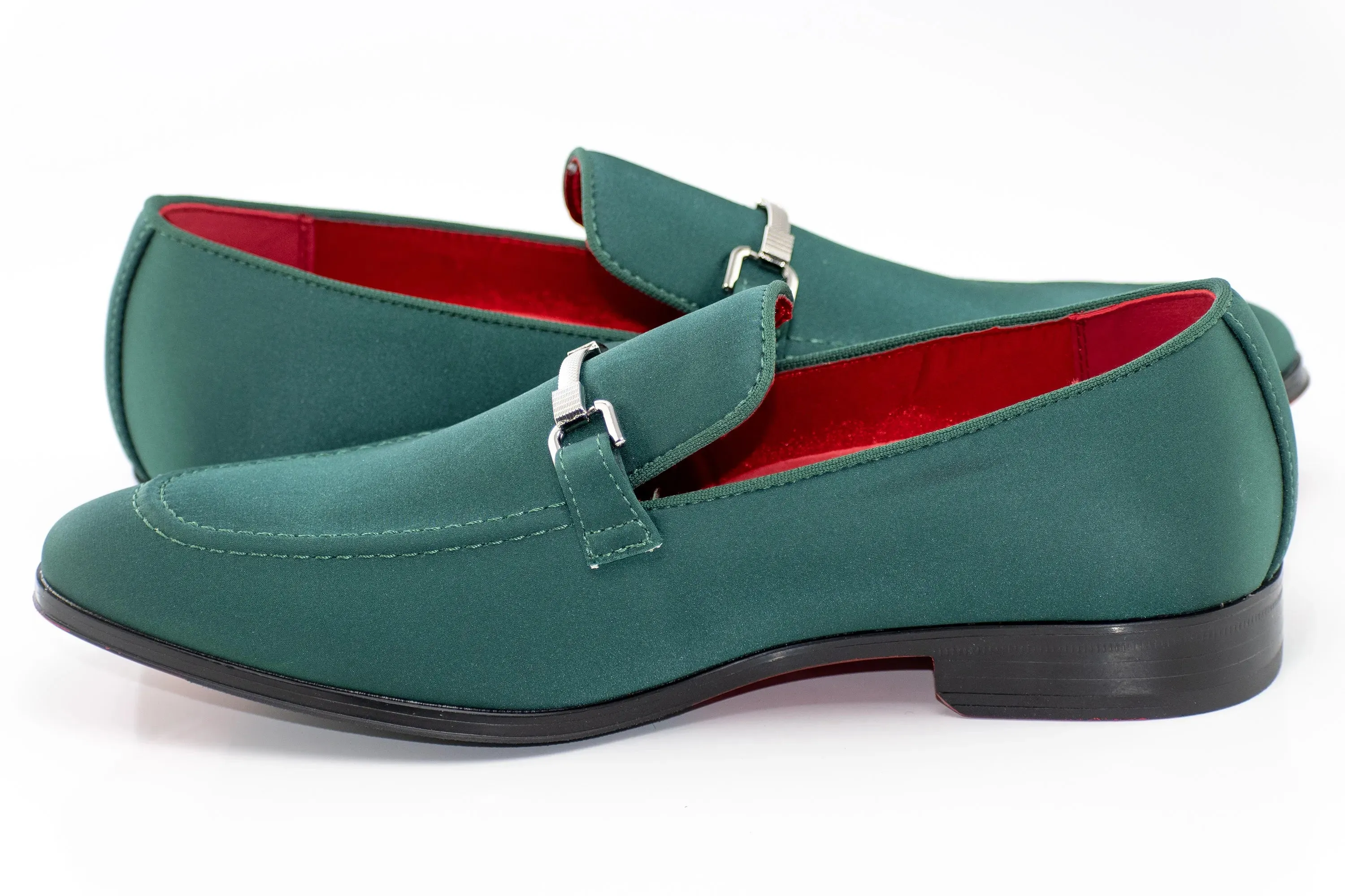 Green Satin Apron-Toe Bit Loafer