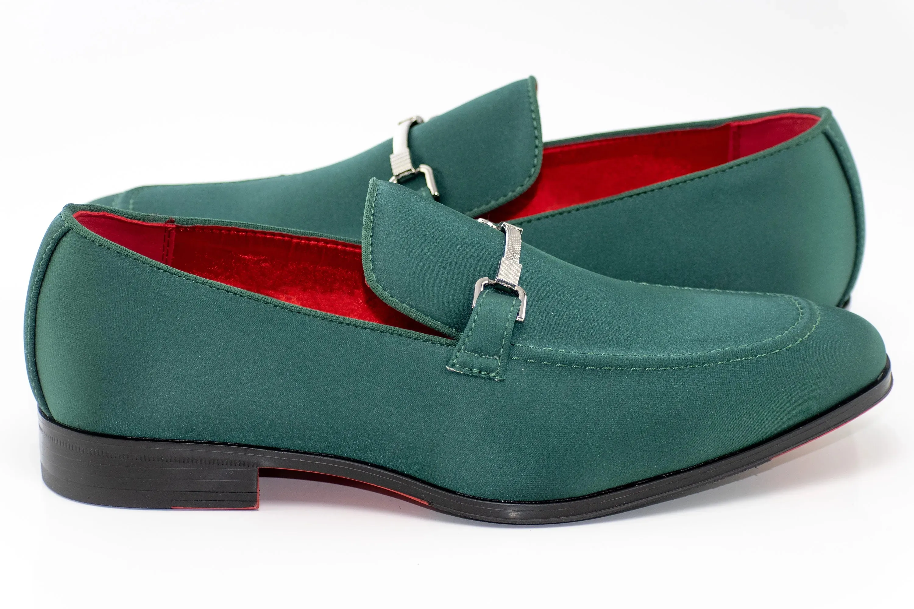 Green Satin Apron-Toe Bit Loafer