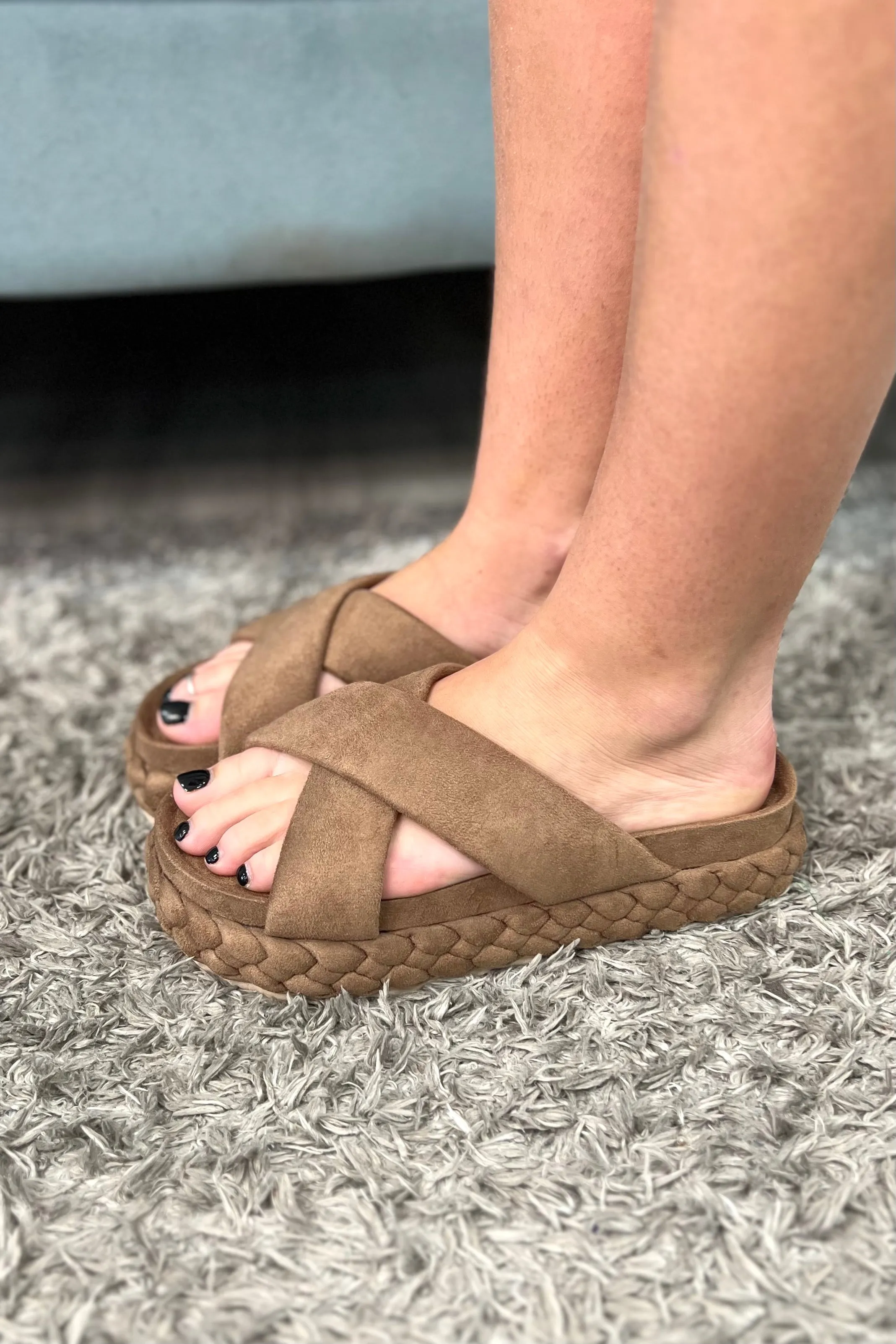 PIPER Suede Braided Slip On Shoe (Taupe)