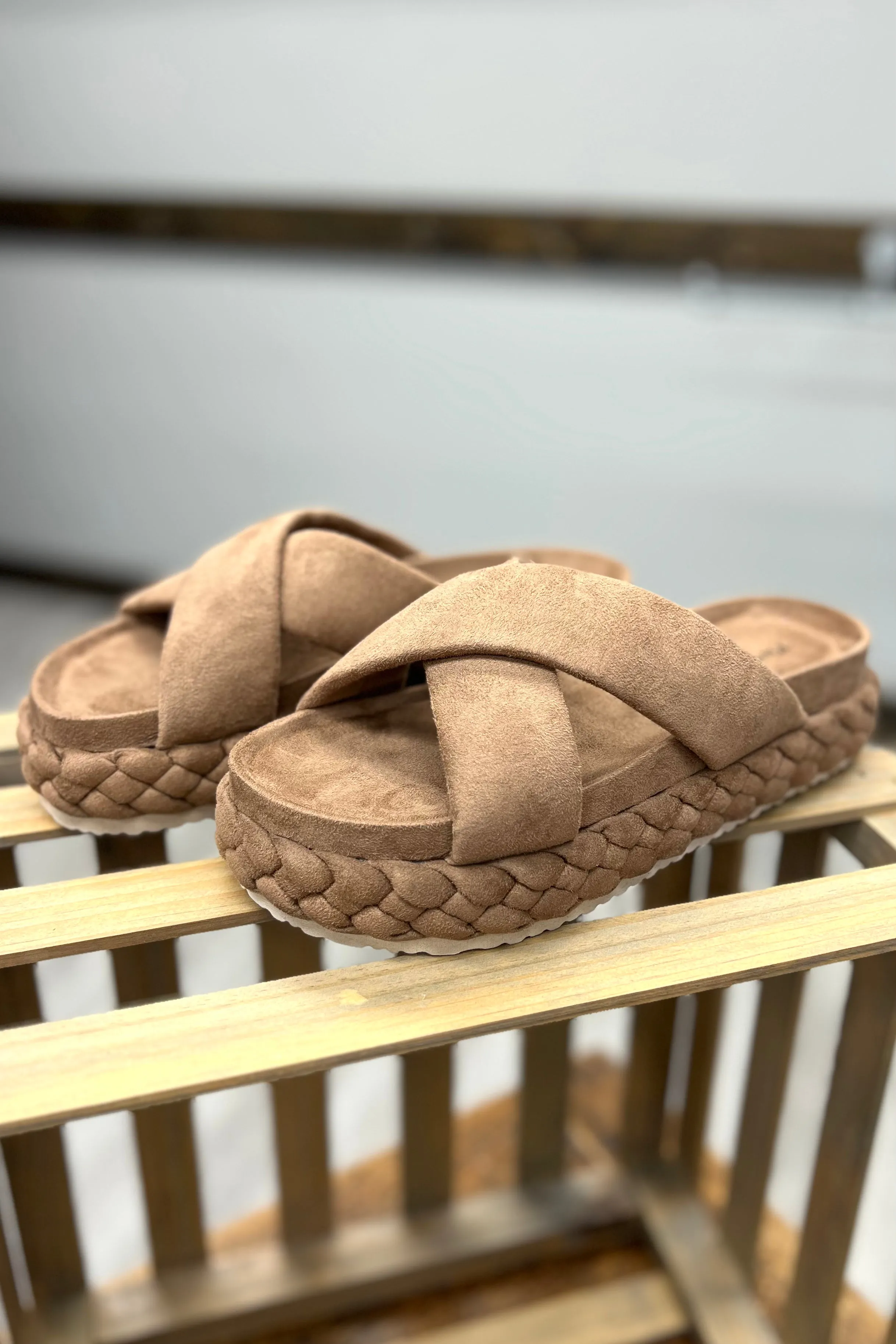 PIPER Suede Braided Slip On Shoe (Taupe)